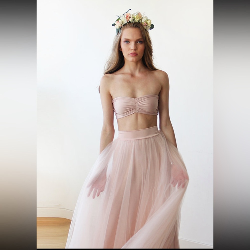 Blush-colored Tule Maxi Skirt